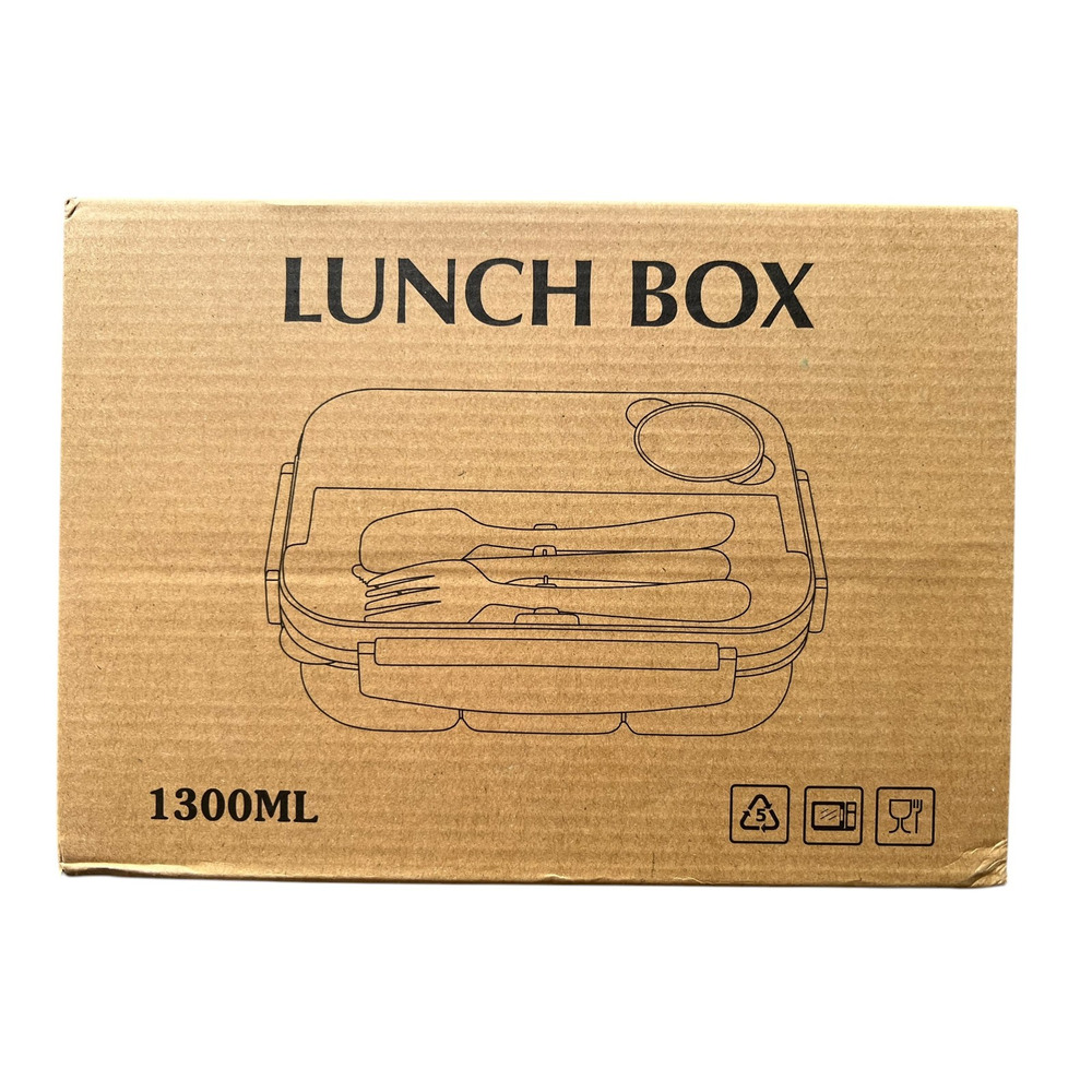 NEW Bento Box Adult Kids Lunch Box – 4 Compartments w/ Utensils Cutlery Sauce - Picture 5 of 7